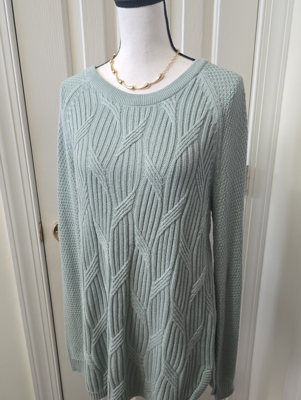 SONOMA BRAND WOMEN'S LIGHT GREEN LONG TUNIC STYLE SWEATER SIZE LARGE